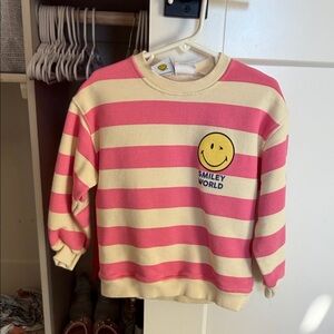 Zara Cream and Pink Striped Top